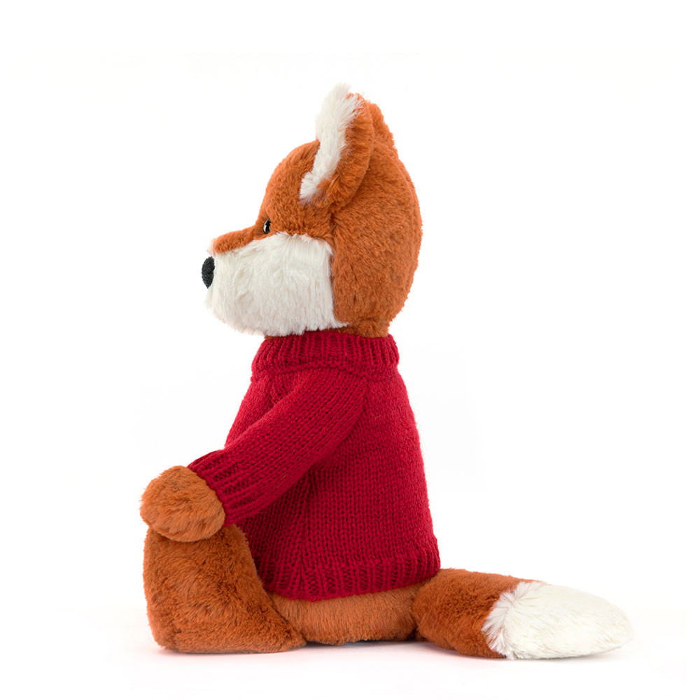 Bashful Fox Cub with Personalized Red Jumper - Image 3