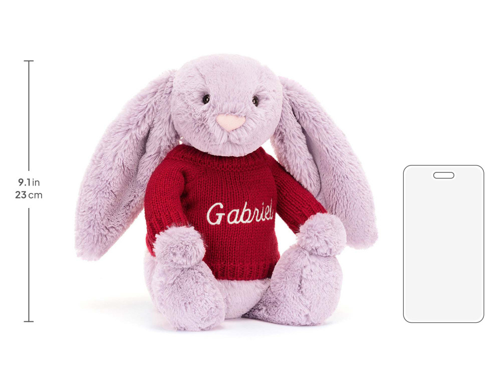Bashful Lilac Bunny with Personalized Red Jumper - Image 5