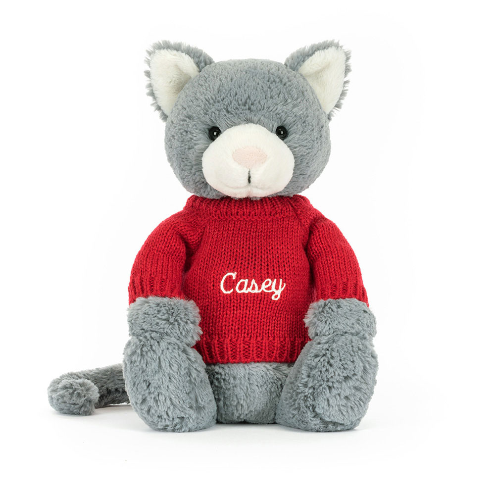 Bashful Kitten with Personalized Red Jumper - Image 4