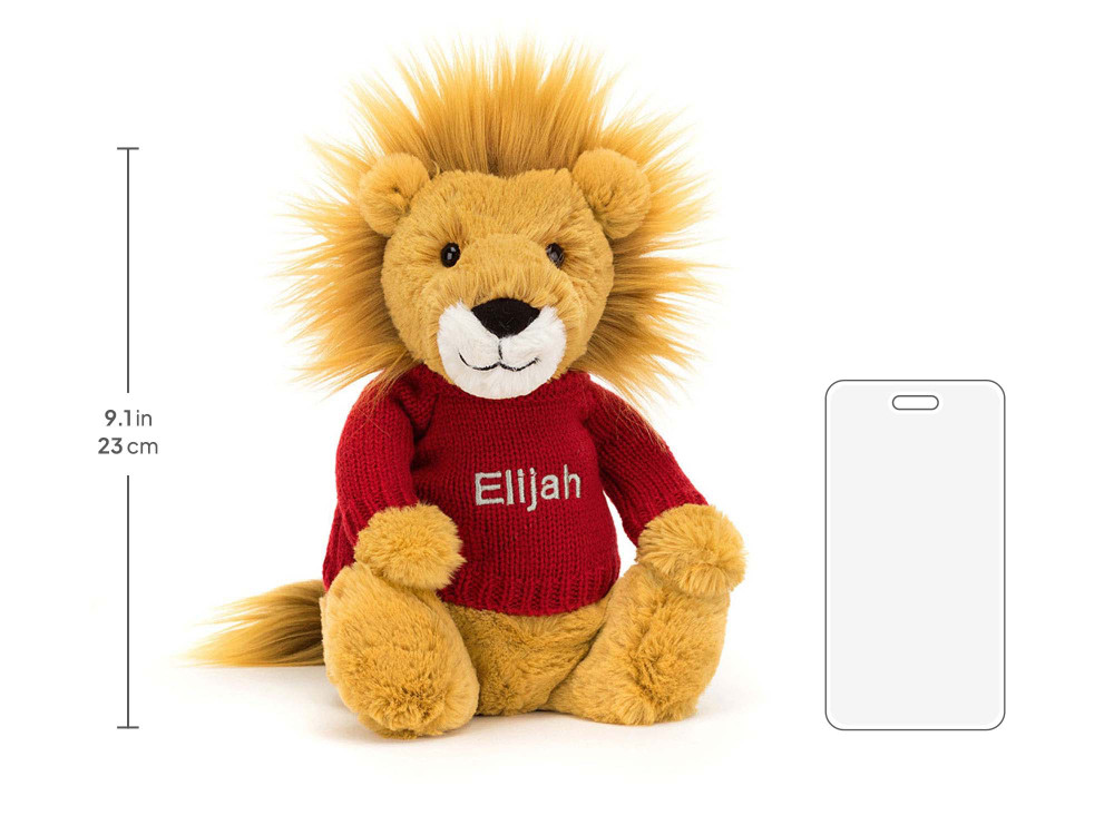 Bashful Lion with Personalized Red Jumper - Image 5