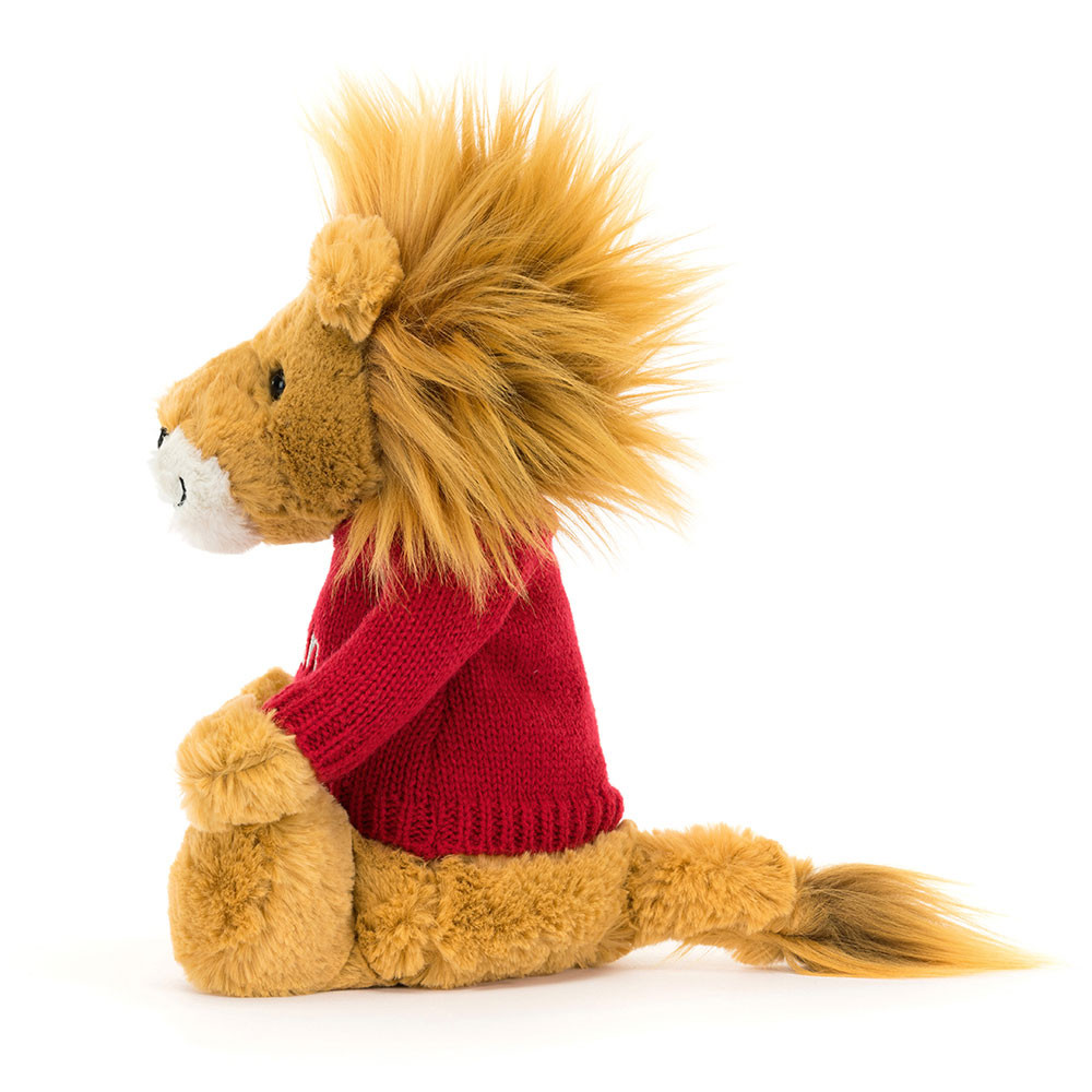 Bashful Lion with Personalized Red Jumper - Image 3