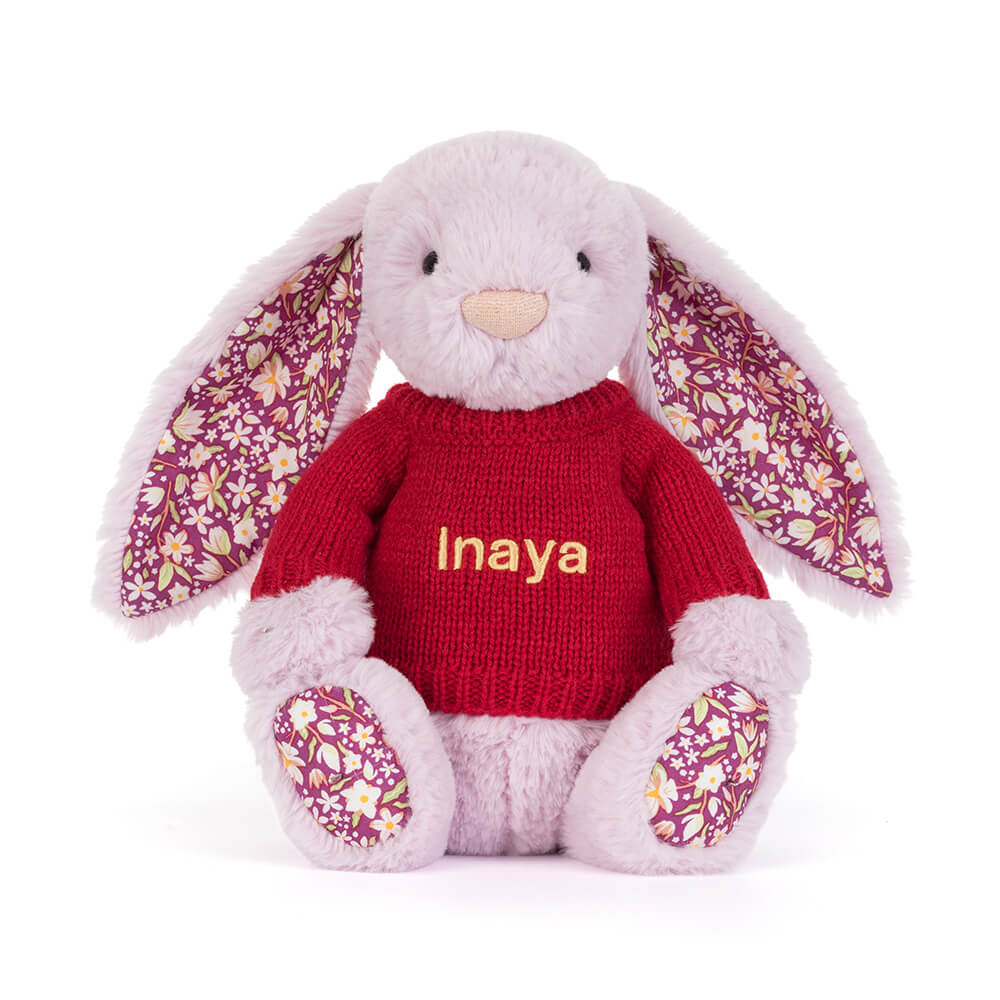 Thistlepop Blossom Luxe Bunny with Personalized Red Jumper - Image 5