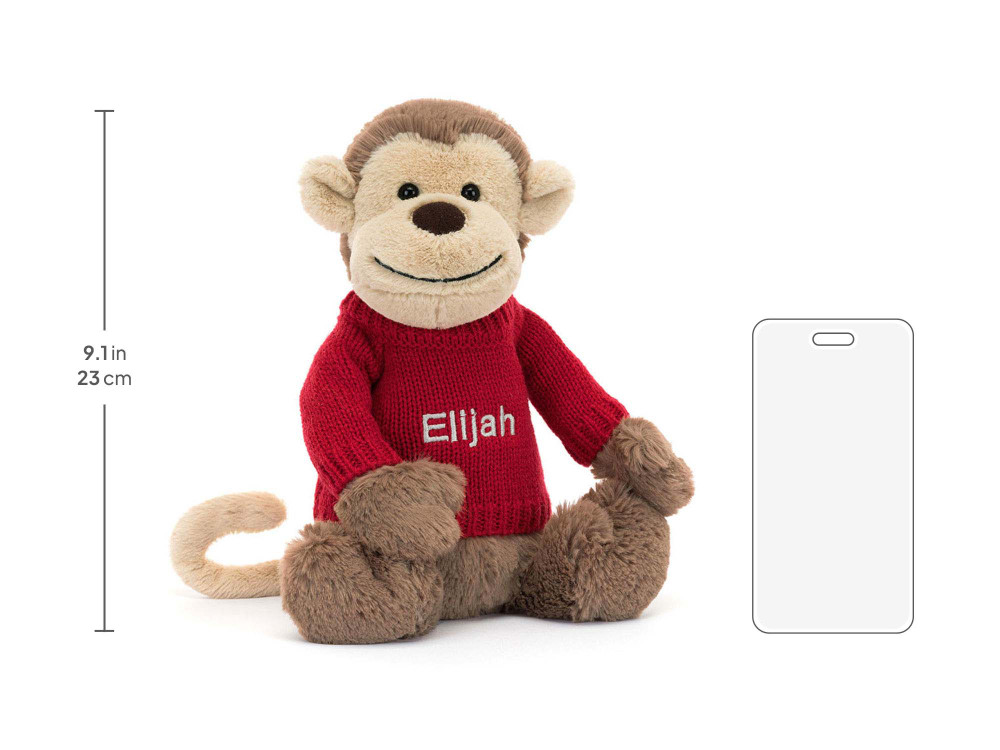 Bashful Monkey with Personalized Red Jumper - Image 5