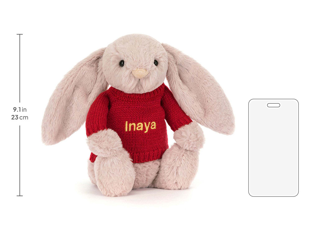 Bashful Luxe Bunny Rosa with Personalized Red Jumper - Image 5