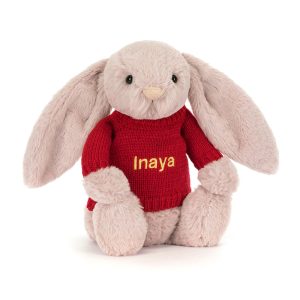 Bashful Luxe Bunny Rosa with Personalized Red Jumper