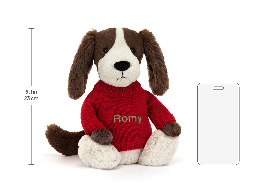 Bashful Fudge Puppy with Personalized Red Jumper - Image 5