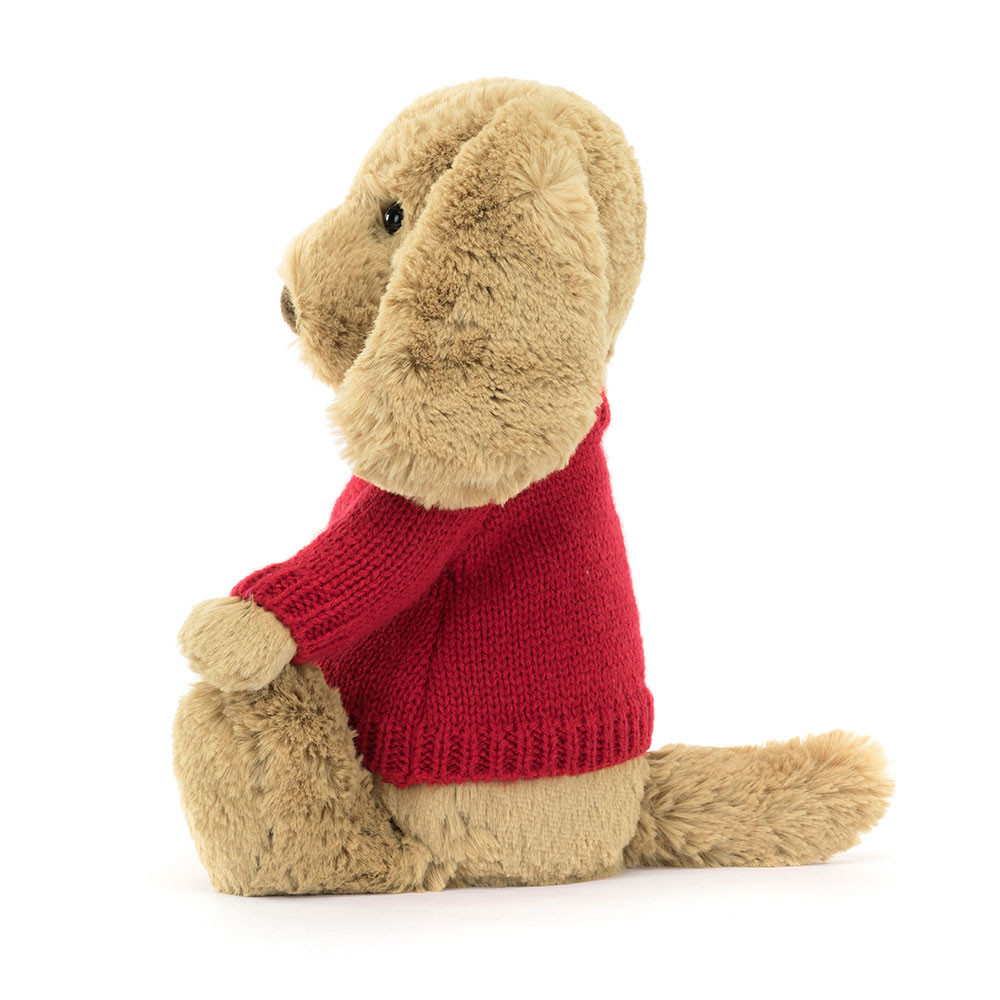 Bashful Toffee Puppy with Personalized Red Jumper - Image 3