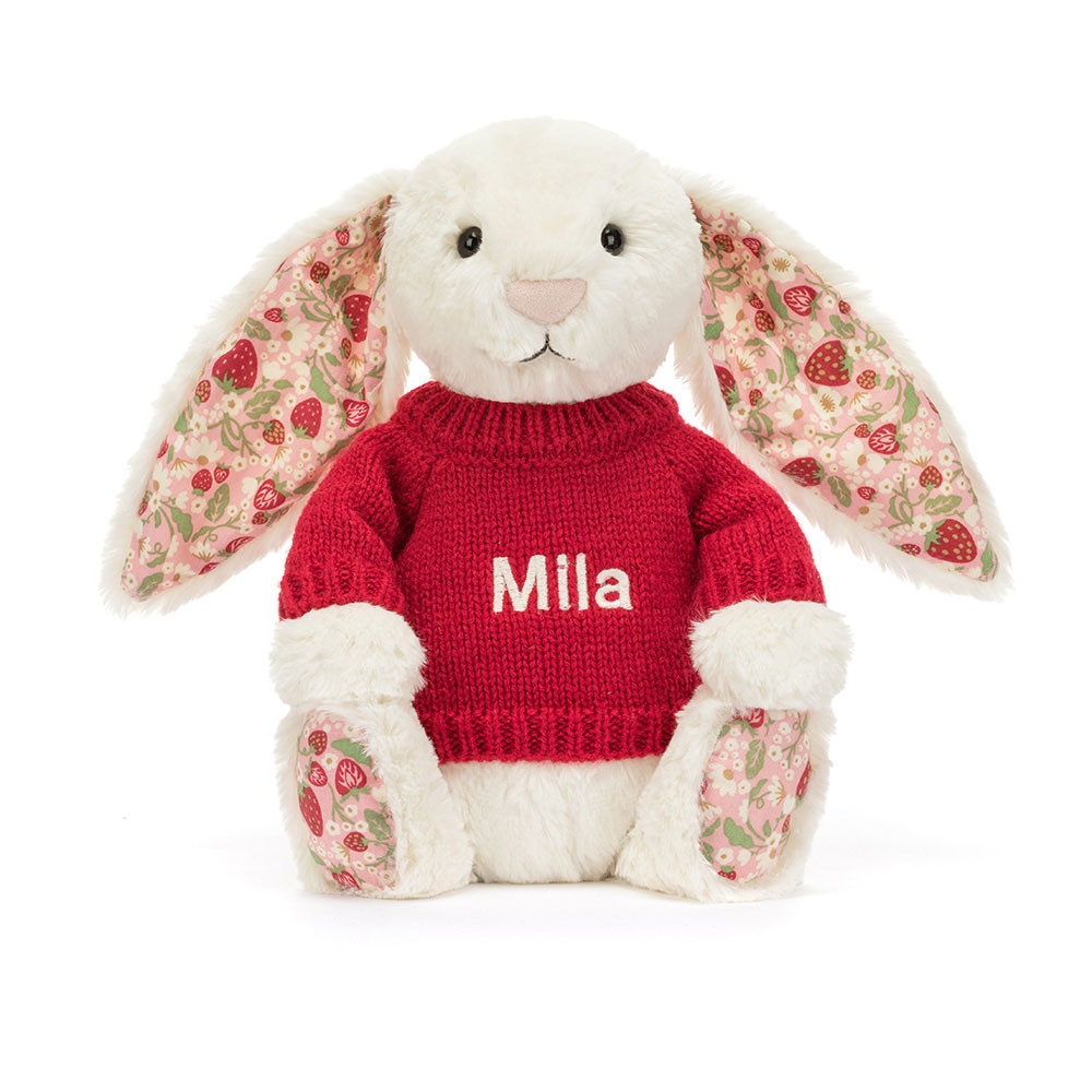 Blossom Cream Bunny 'Berry' with Personalized Red Jumper - Image 5