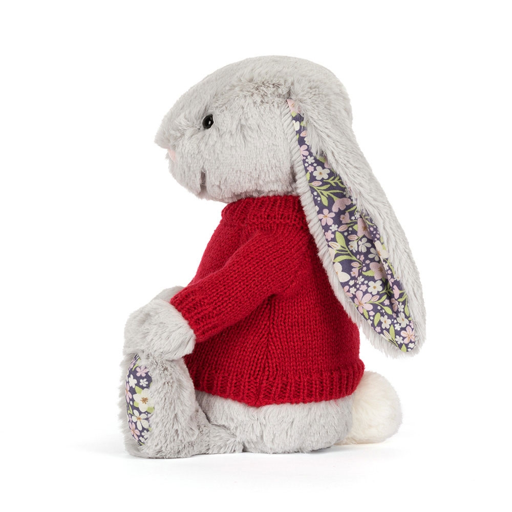 Blossom Silver Bunny 'Bloom' with Personalized Red Jumper - Image 3