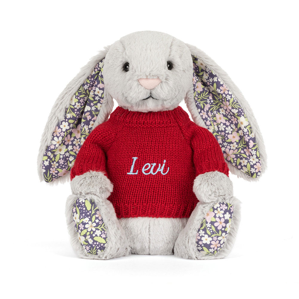 Blossom Silver Bunny 'Bloom' with Personalized Red Jumper - Image 5