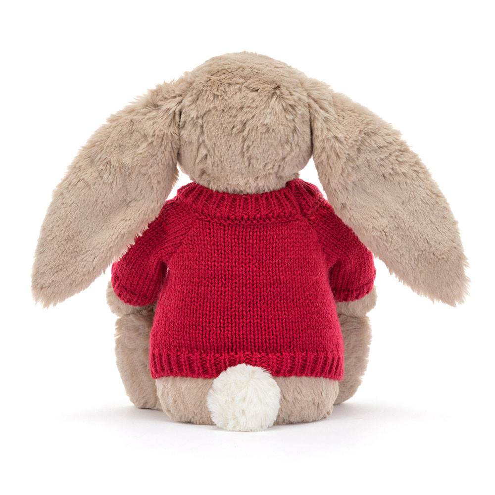 Blossom Beige Bunny 'Petal' with Personalized Red Jumper - Image 4