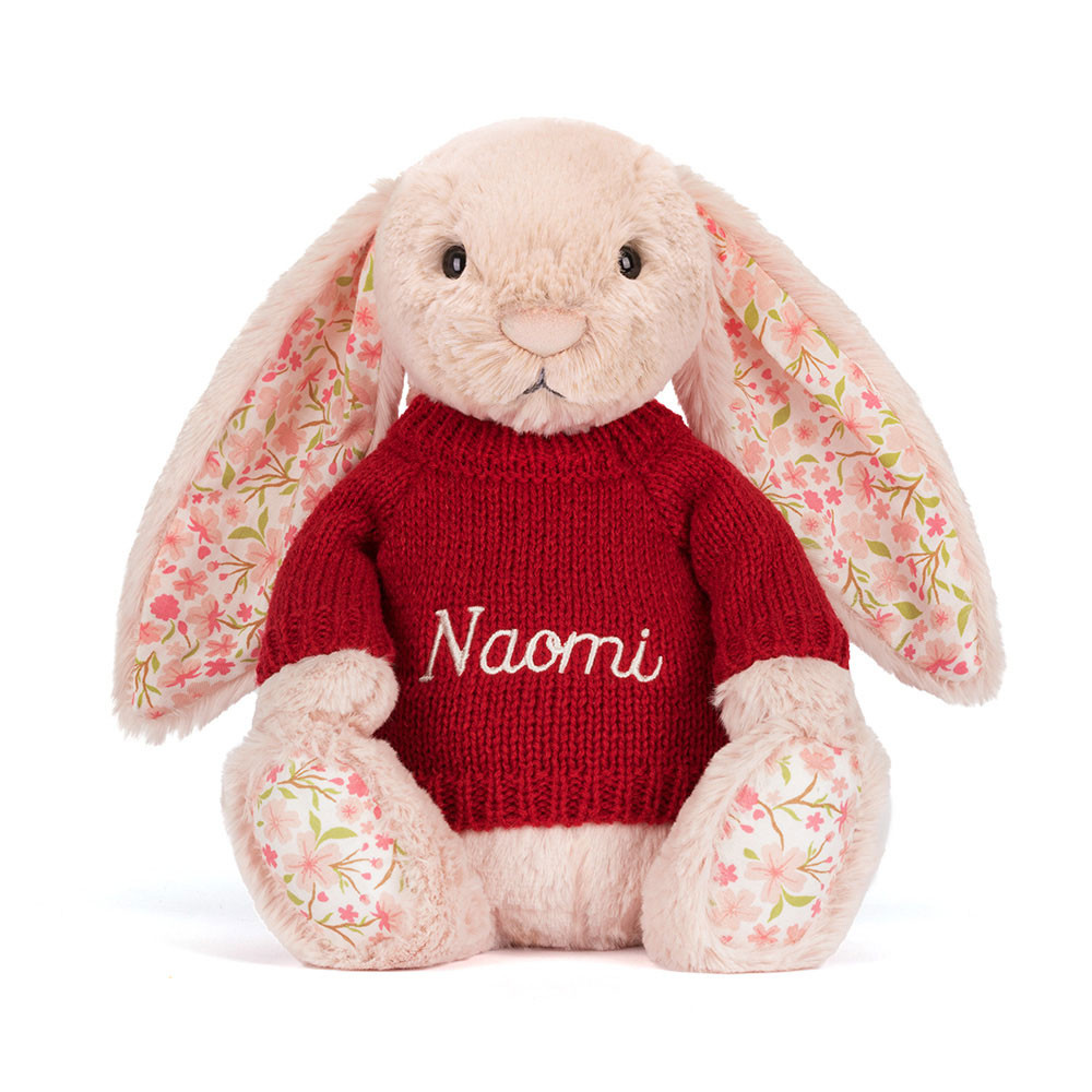 Blossom Blush Bunny 'Cherry' with Personalized Red Jumper - Image 5
