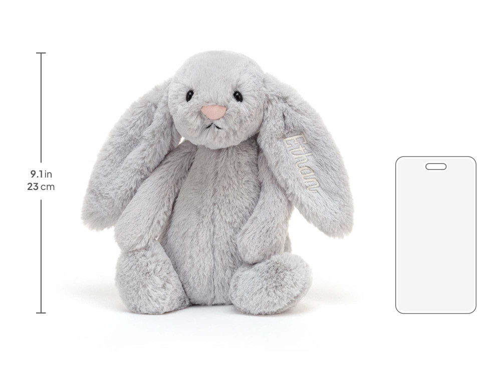 Personalized Bashful Silver Bunny Medium - Image 5