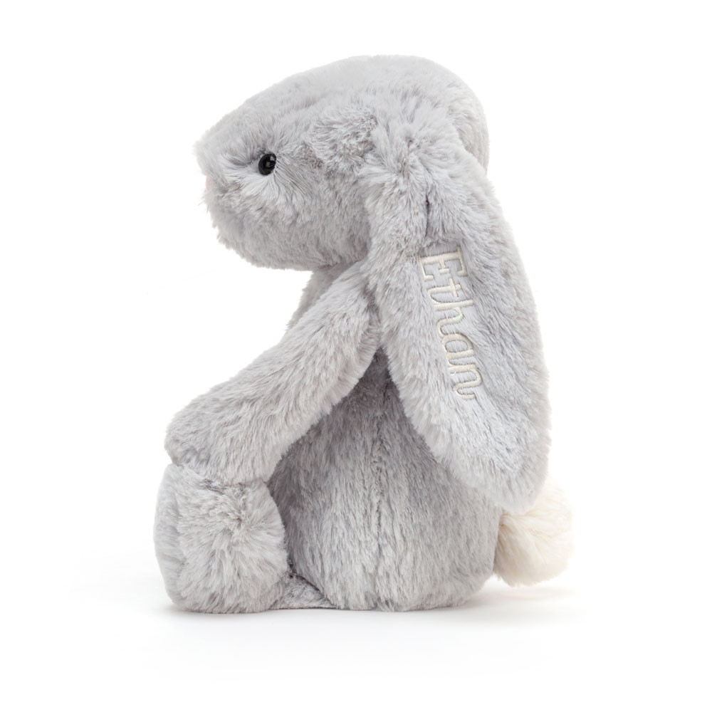 Personalized Bashful Silver Bunny Medium - Image 2
