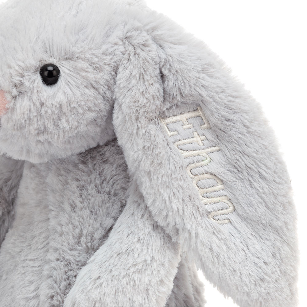Personalized Bashful Silver Bunny Medium - Image 3