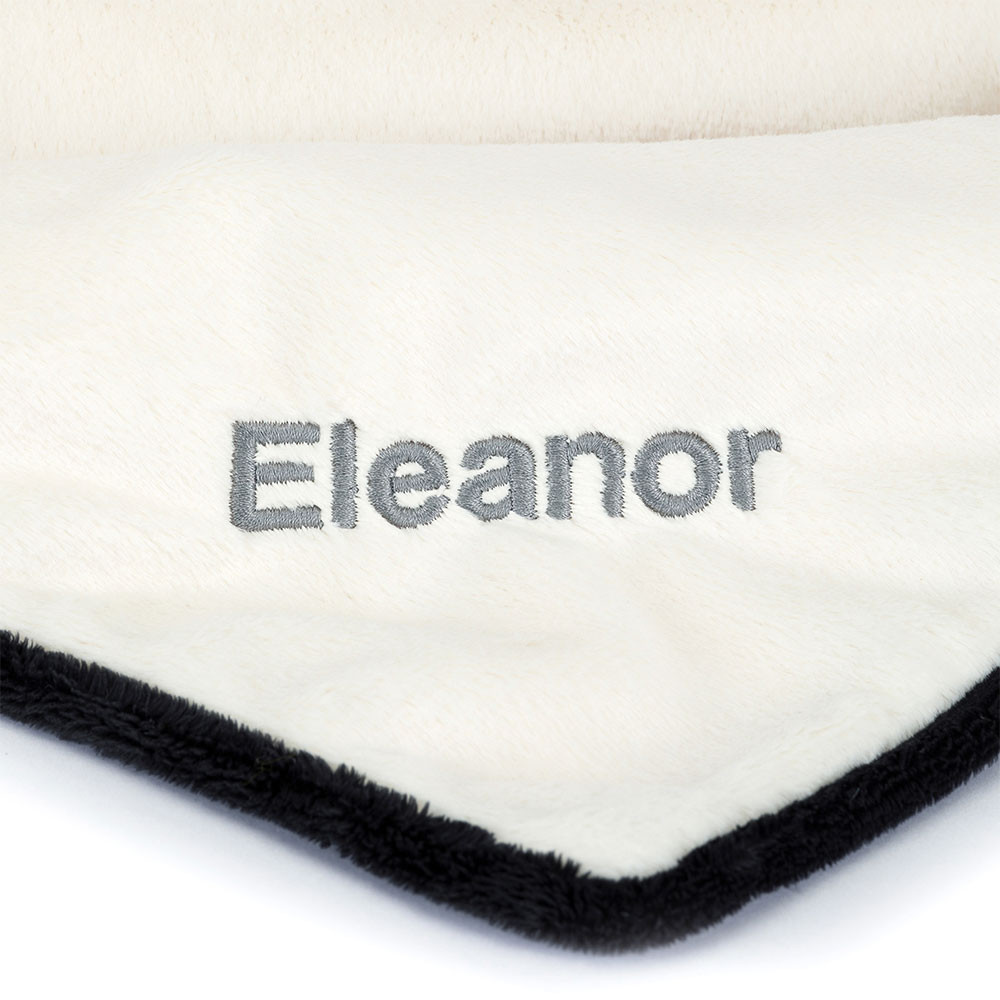 Personalized Bashful Black & Cream Puppy Blankie - Image 2